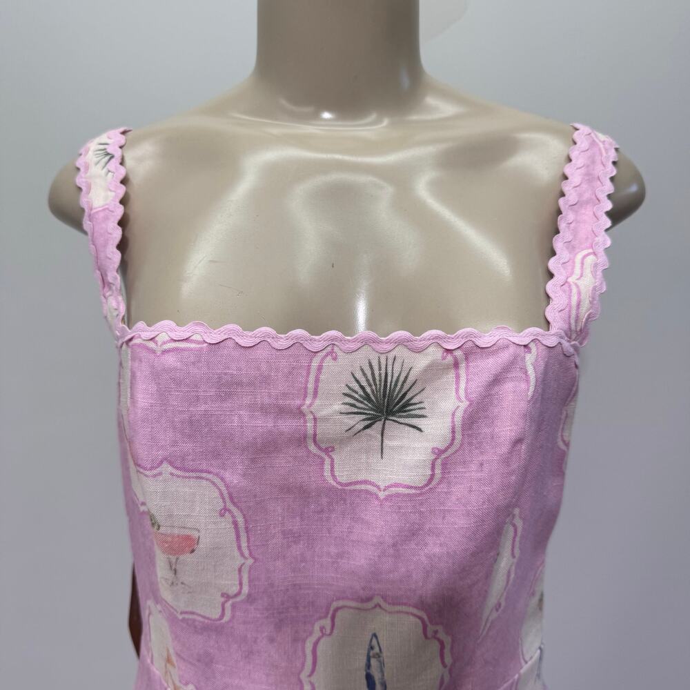NWT Few Moda ANAYA Ziggy Linen Blend Dress size 4 Pink Beach Tropical Resortwear - Picture 4 of 13
